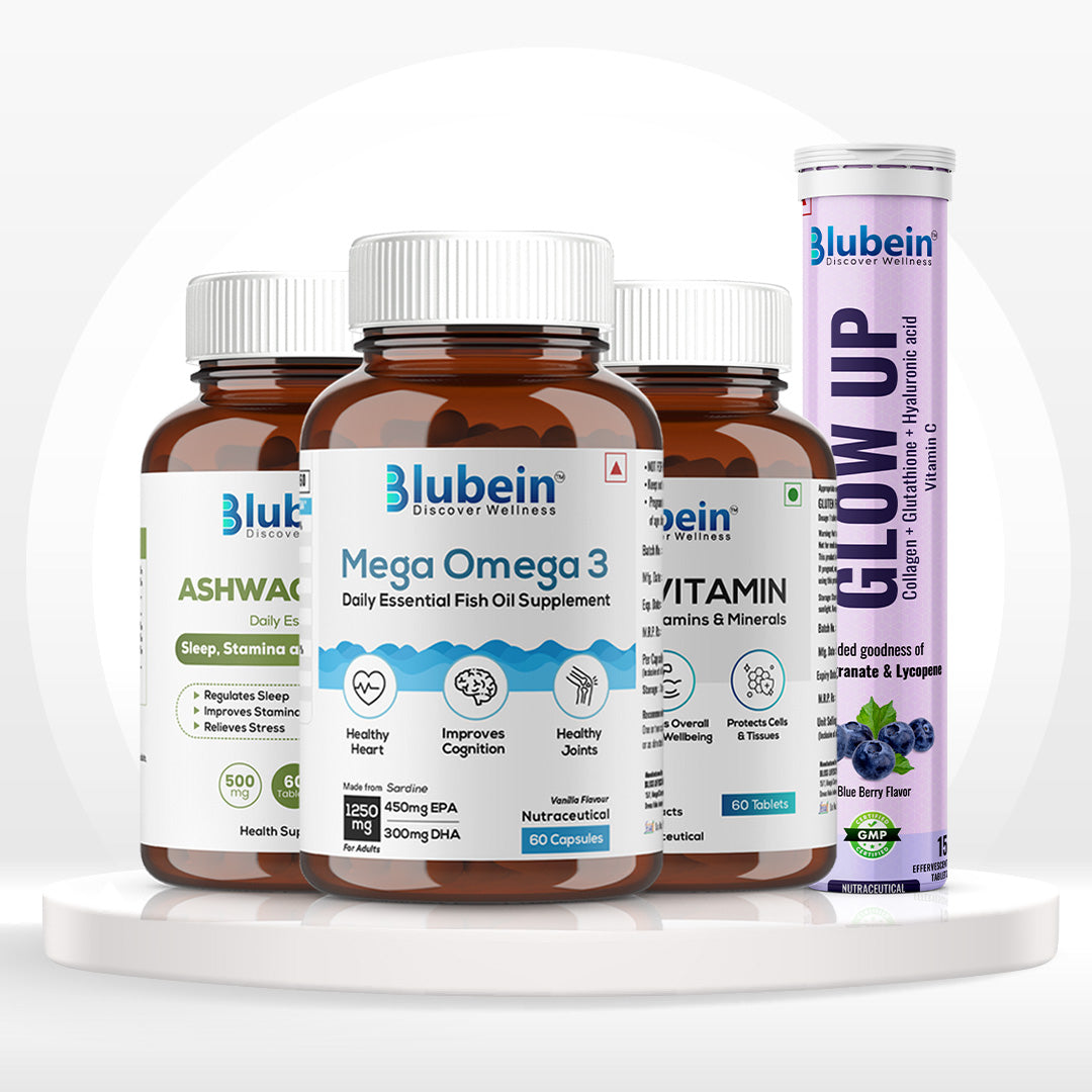Multivitamin, Omega-3, Ashwagandha, Glow Up Combo