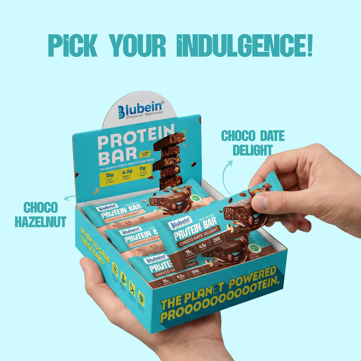Blubein® 15g Plant Protein Bars - Choco Hazelnut & Choco Date Delight