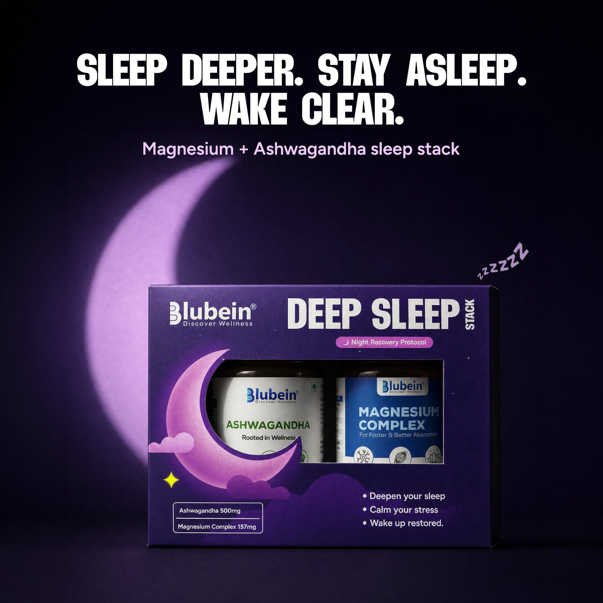 Deep Sleep Stack | Magnesium Complex + Ashwagandha | Natural Sleep & Recovery Support