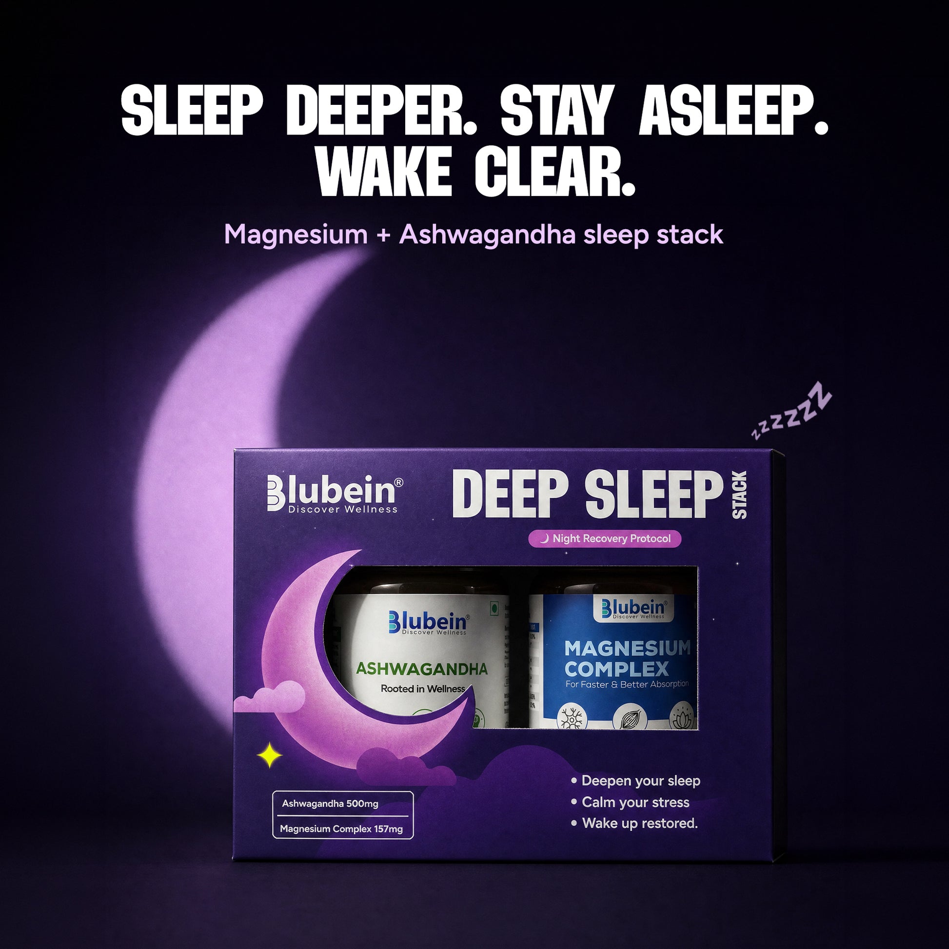 Deep Sleep Stack | Magnesium Complex + Ashwagandha | Natural Sleep & Recovery Support