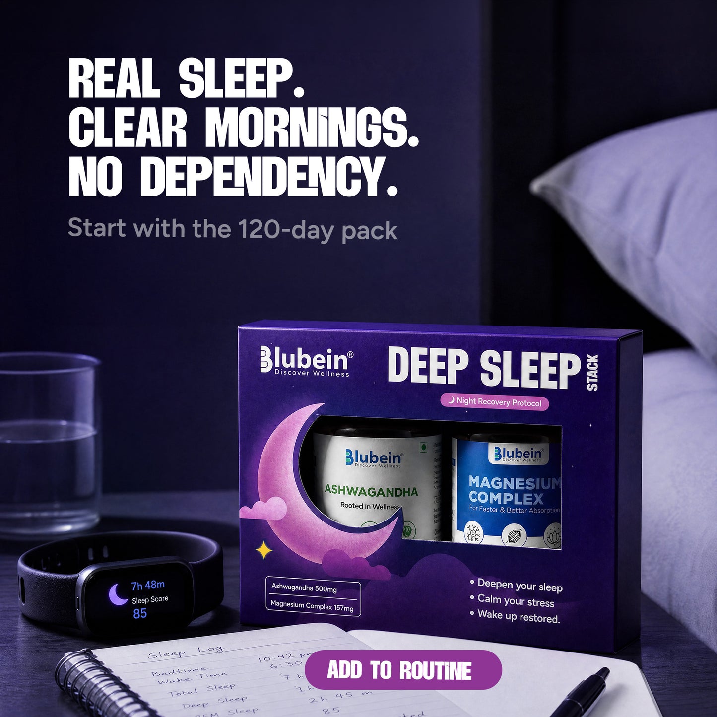 Deep Sleep Stack | Magnesium Complex + Ashwagandha | Natural Sleep & Recovery Support