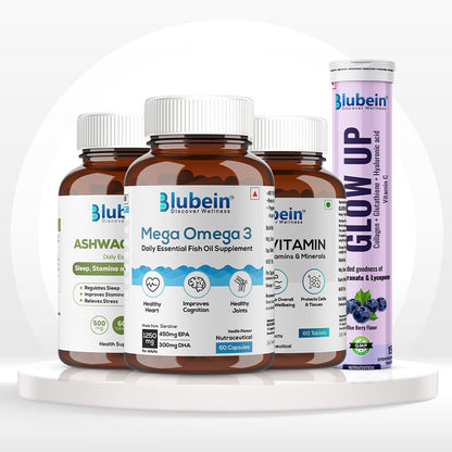Multivitamin, Omega-3, Ashwagandha, Glow Up Combo