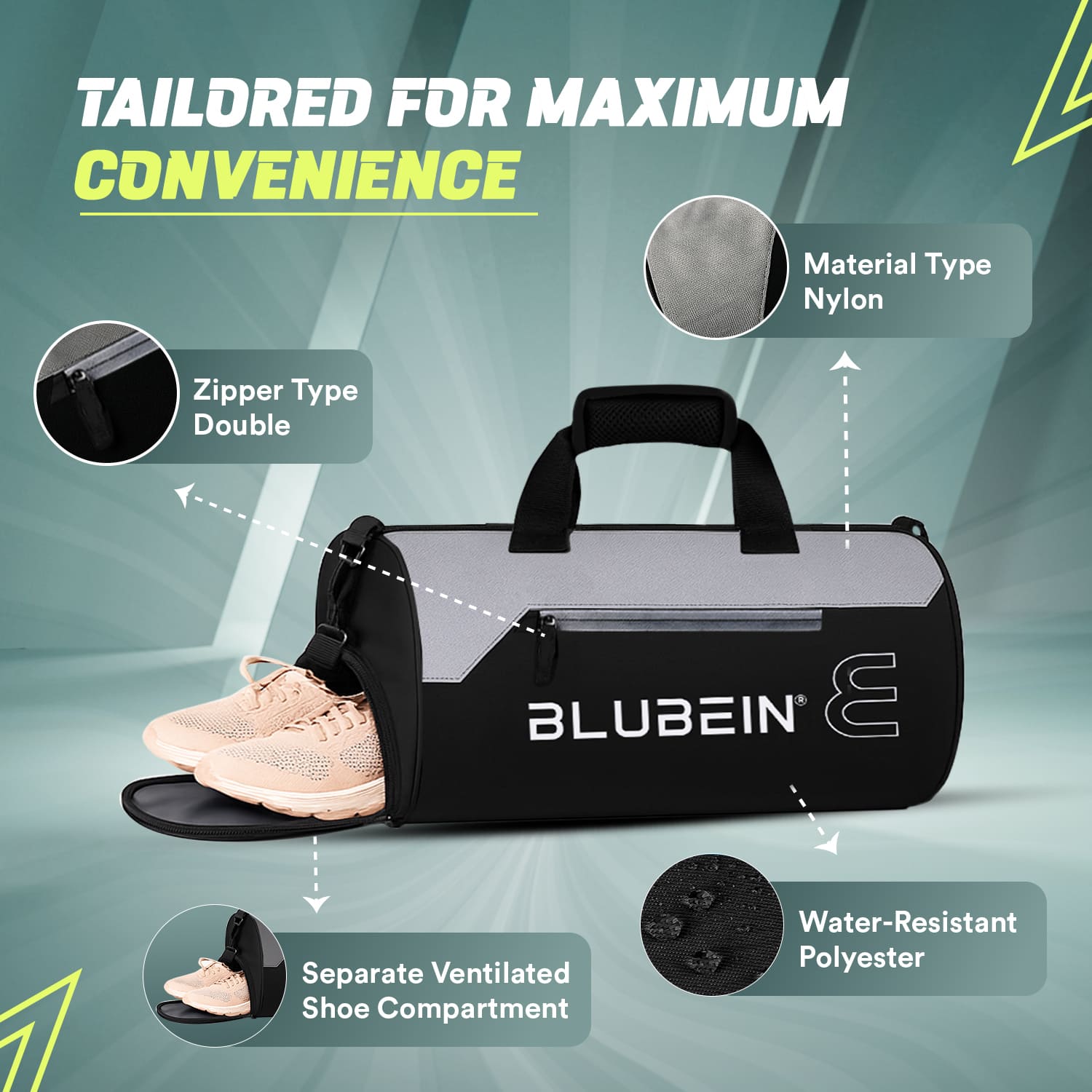All-Purpose 40L Duffle Bag with Shoe Compartment Blubein