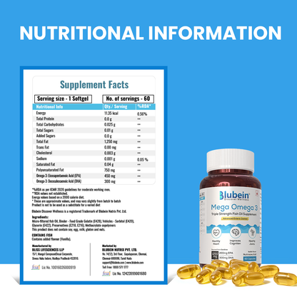 Mega Omega-3 Fish Oil Supplement