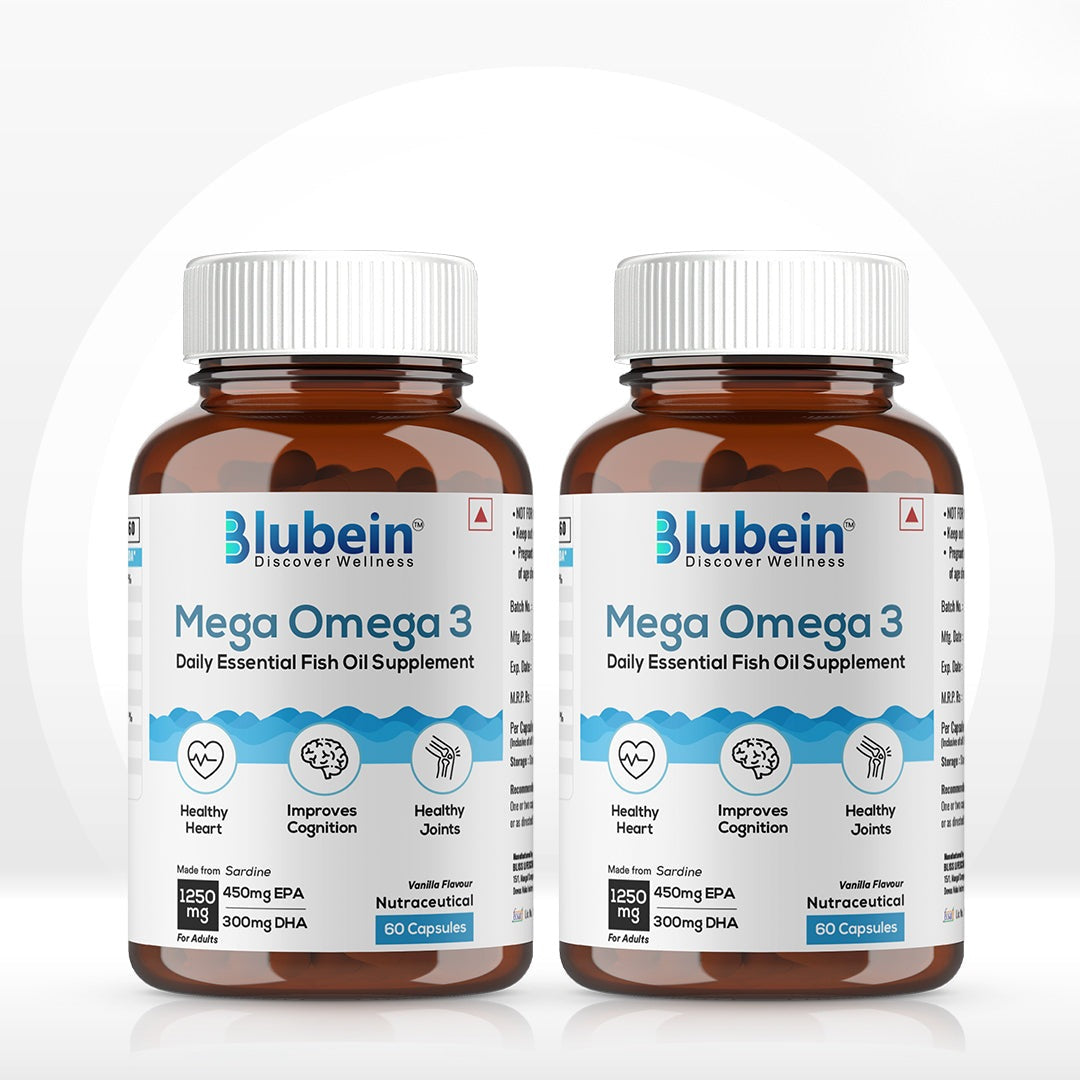 Blubein Mega Omega-3 fish oil, vanilla flavour, pack of 2